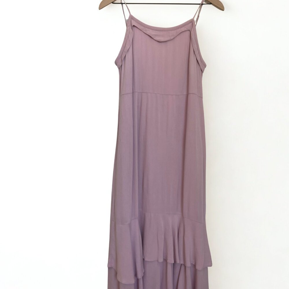 Romantic Lauren Conrad midi dress in a soft dusty blush pink.